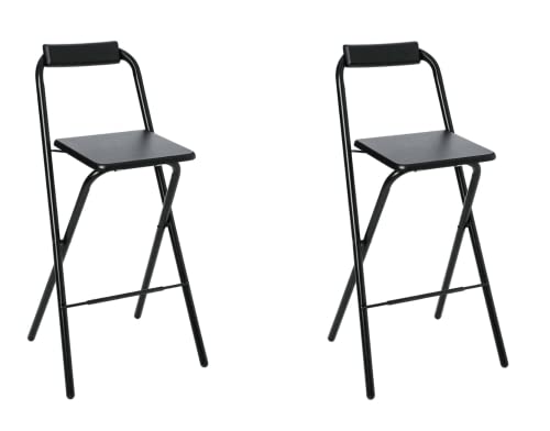 AC-Déco Chaise De Bar Pliable - Lot De 2 - Noir - Louna