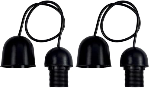 Tibelec - Suspension plastique, équipée E27, Noir (Lot de 2)