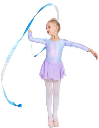 Image of Zaclotre Girl's Classic Long Sleeve Dance Dresses Ballet Skirted Leotard