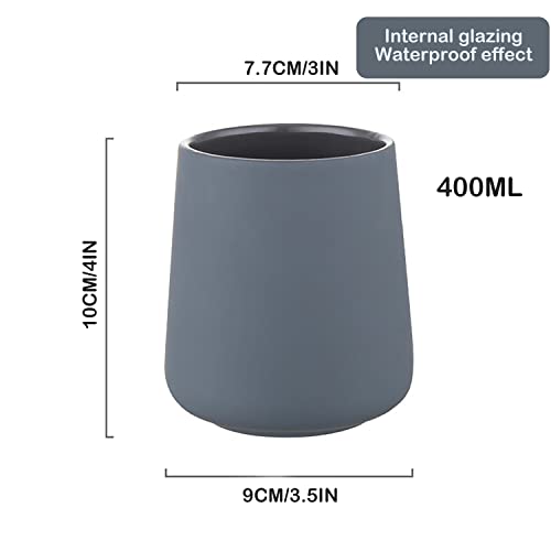Matte Toothbrush Holder For Bathroom,Tooth Brush Holder,Modern Ceramic Toothbrush Cup As Toothpaste Holder,Bathroom Cup,Makeup Brush Cup (Grey) #TOP7