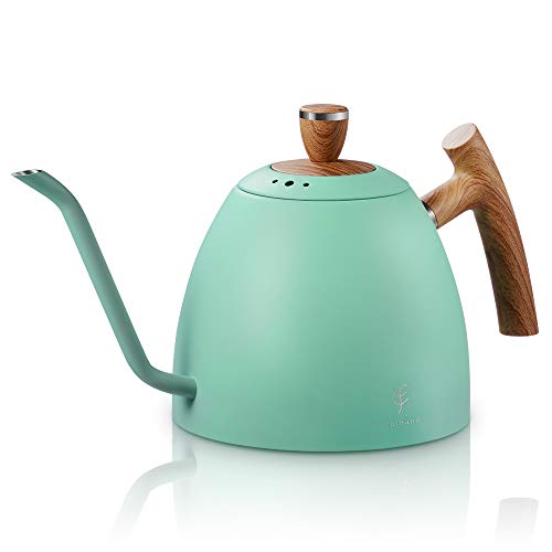 Soulhand Hervidor de café con mango ignífugo de cuello de cisne hervidor de agua caliente con triple capa base antióxido diseño para fuego de inducción y todas las estufas -1500 ml