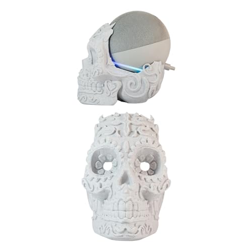 impremli Base for Alexa Echo Dot 4G and 5G Ornamental Skull Type (Granite White)
