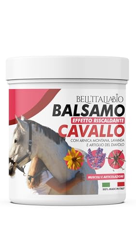 BELL'ITALIABIO Balsamo Cavallo Riscaldante 600ml - Crema Riscaldante Muscoli Sportiva con Arnica per Cavalli, Lavanda e Artiglio del Diavolo per Disturbi e Tensioni Muscolari Balsamo di Cavallo