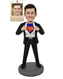 BLING-SURPRISE Personalized Custom Bobblehead Figures Handmade from photo Bobbleheads Customized Superhero Figures for Dad mum Birthday Gift Father's Day Mother's Day (Superhero)