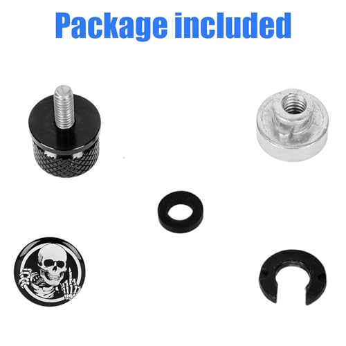 Image of Motorcycle Rear Seat Bolt Screw with Nut Stainless 1 /4 inch-20 Thread Skull Pattern Knurled Fender Fits for Harley Touring Sportster Softail Dyna CVO Fatbob Electra Glide Street Glide 1996-2025 Black