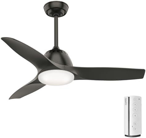 Casablanca 44 inch Indoor Ceiling Fan with LED Light and Remote Control - Standard Mount Bronze Ceiling Fan, 3 Blades, For Bedroom, Living Room, or Kitchen, Quiet - Wisp 59287, Noble Bronze