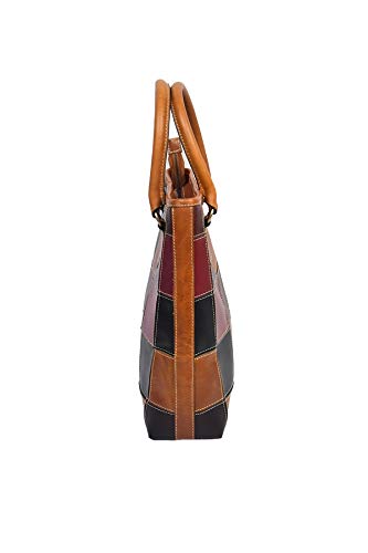 Image of Celtic Genuine Leather Tote Bag for Women | Multi Panel Design Spacious Shoulder Handbag for Office Work and Daily Use | Fits Up to 13 Inch Laptop | Multi Color | Gift for Women