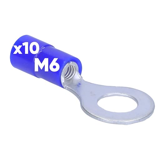 10 Stück Kalitec RKSBM6 Ringkabelschuh 1,5-2,5mm² I teilisoliert M6 blau I Kupfer I PVC Kragen I zum Verbinden von Kabeln oder Litzen I Kabelschuh I Kabelverbinder I schützt elektrische Verbindungen