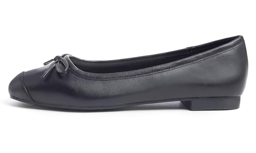 FEVERSOLE Women's Square Toe Fashion Bow Tie Dress Slip On Ballet Flats3