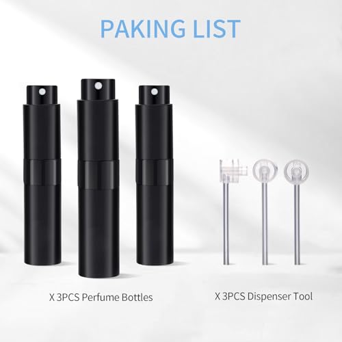 Image of 3Pcs 8ml Cologne Travel Bottle, Perfume Atomizer, Refillable Perfume Sprayer, Twist Up Perfume Bottle, Mini Perfume Dispenser（Black）