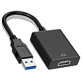 Mewneap Adaptateur USB vers HDMI, 1080p Convertisseur USB 3.0 et 2.0 vers HDMI Compatible avec Windows 7/8/10/11 MCA OS Affichage Multi Écran Vidéo Audio pour PC TV Projecteur