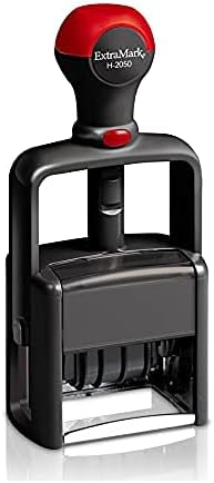 Miniatura 6 de Sello de fecha de oficina resistente, diseño de trazo de pincel, fechador autoentintado, color de tinta azulrojo