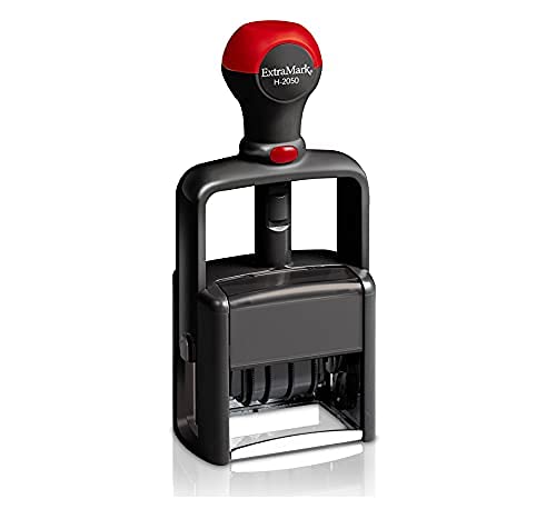 Heavy Duty Office Date Stamp - Self Inking With Brush Stroke Design, Red/Black Ink