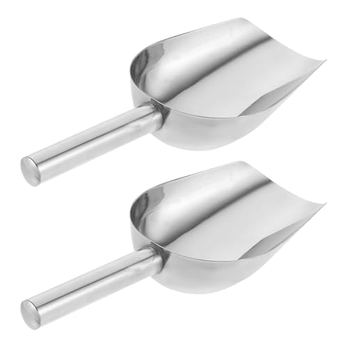 COLLBATH 2 palas multiusos de acero inoxidable resistentes para hielo de cocina, utensilios de cocina multiusos para cubos de hielo, palomitas de maíz y granos de café.