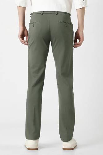 Image of Peter England Men's Slim Fit Mid Rise Formal Stretchable Knit Super Trouser | Comfort Lycra | 360-Degree Stretch