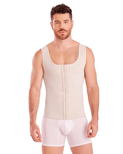 SHAPE CONCEPT Fajas para Hombres 362 High Compression Vest with Hooks, Mens Body Shaper Faja para Hombre Shapewear for Men Beige2
