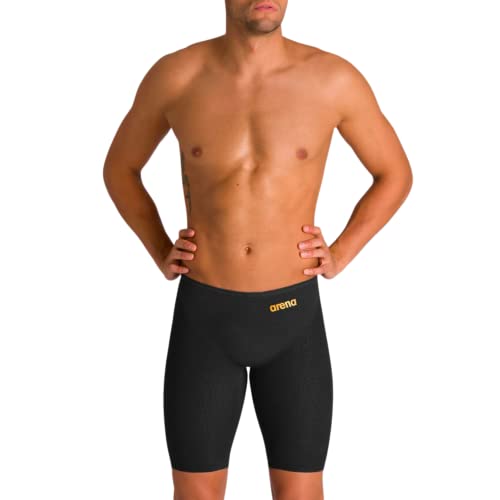 ARENA Mens Powerskin Carbon Glide Durable Swim Jammers Competitive Racing Swimsuit - Athletic Endurance Swimwear,Black-Gold