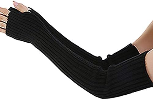 ZXY-NAN Fashion Women Winter Warm Arm Warmer Long Fingerless Gloves Soft Knitted Classic Pure Color 11 Colors Solid Gloves (Color : 5)