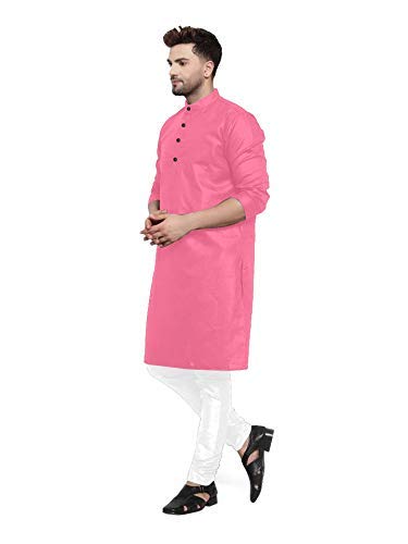 Enmozz Dark Rama Cotton Plain Men's Ethnic Simple Kurta Only