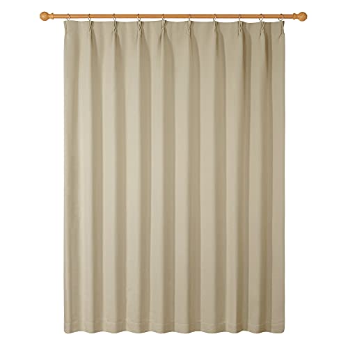 Deconovo 遮光カーテン 1枚入 幅130cm丈178cm ベージュ 全12色 間仕切り UVカット 断熱 防寒 おしゃれ 節電対策 昼夜目隠し ドレープカーテン ベッドルーム タッセル付き