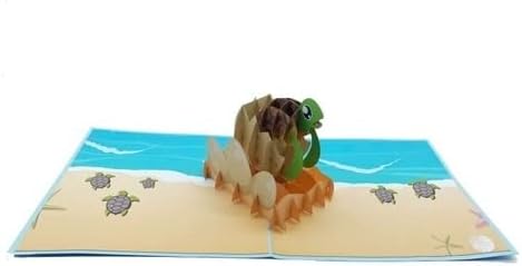 Miniatura 2 de Tarjeta emergente de tortuga marina 3D para bebé, tarjeta emergente de cumpleaños de animales 3D, tarjeta de naturaleza, tarjeta de cumpleaños para