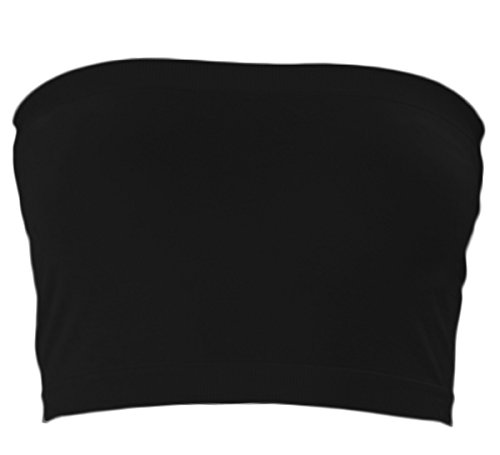 KMystic Stretch Seamless Tube Bra Bandeau Top (One Size, Black)