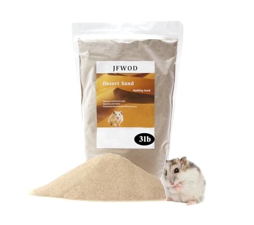 JFWOD Hamster Bath Sand, 3lb Dust Free Desert Sand or Potty Litter Sand for Hamster Chinchillas Gerbil Syrian Mice Small Animals(Beige)