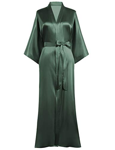 Image of PRODESIGN Satin Kimono Robe Women Long Silky Kimono Bathrobe Sleepwear Wedding Bridesmaid Robe