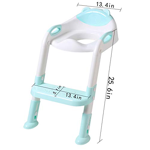 PandaEar Potty Training Seat Toilet with Step Stool Ladder, Kids Boys Girls Toddlers-Comfortable Safe, Anti-Slip Pads Ladder (Light Blue)