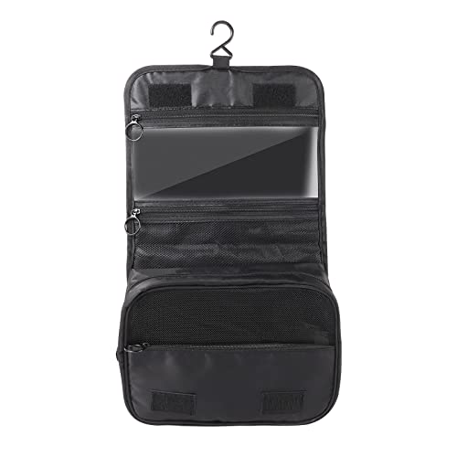 Kulturbeutel Herren, 24×18×9 cm Kulturtasche zum Aufhängen Haken Kulturbeutel Reise Groß Kosmetiktasche für Damen Unisex Valentinstag Neujahr Geschenk (schwarz) Cover