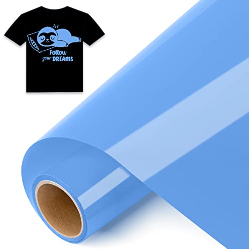 IModeur 8 Ft vinilo textil Azul cielo - 30,5 x 244 cm vinilo Azul para Cricut Maker, Silhouette Cameo, vinilo textil termoadhesivo para ropa, gorras, pantalones, otros tejidos