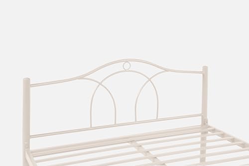 Image of Alto Metal Queen Size Bed Without Storage | Wrought Iron Double Bed with Headboard & Footboard | Sturdy Powder Coated Platform Bed Queen Size Cot for BedroomLivingRoom Ivory (75x60)
