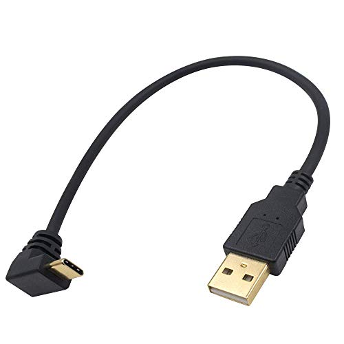 Poyiccot Type C Cable, Gold Plated USB 2.0 Male to 90 Degree Up Angled USB 3.1 C (Type C) Male Data Sync & Charge Converter Adapter Cable Cord 25cm/ 10 Inch (USB 2.0 Straight)