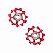 Ymiko Bike Derailleur, Aluminum Alloy 2pcs (1 Pair) derailleur Pulley Derailleur Pulley Wheels Desviador Trasero para Bicicleta with Nearly All Mountain Bikes Featuring an 11T (Red)