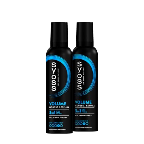 Syoss Espuma pelo Volumen Lift - 2 uds de 250 ml (Total 500ml)- 48 horas de fijación fuerte y volumen, da cuerpo desde la raíz sin apelmazar, Cabello como recién salido de la peluquería