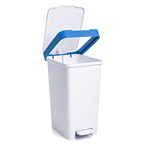 Image of TATAY Smart 25L Recycling Kitchen Bin with Pedal | Compact and Functional Design | for Indoor and Outdoor Use | Fits 30L Bags | Recycled BPA-Free Plastic | 26x36x47cm, White, Paper & Card