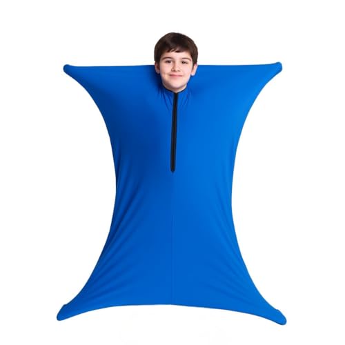 Tweens Sensory Sock for Kids - Autism & SPD Friendly Full Body Sock to Calm & Relieve Stress Stretchy Breathable Fabric for Motor Skills Body Awareness & Focus Machine Washable (Blue Medium)