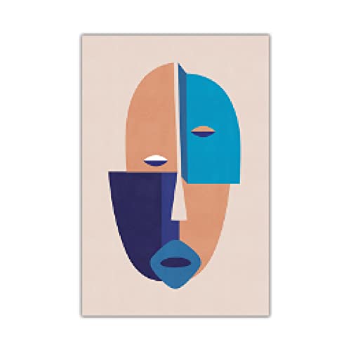 Affiche bloc de couleur visage embrasser œuvre abstraite toile salon chic