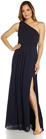 Adrianna Papell Women's One Shoulder Chiffon Gown | Long Evening ...
