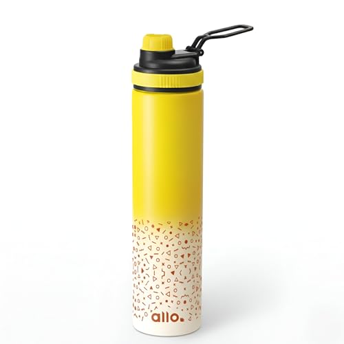 Image of Allo Steel Water Bottles Stainless Steel Sipper Water Bottle For Adults, Kids 850 Ml Water Bottles For School, Office, Sports, Gym 850 Ml Water Bottle For Men And Women, Yellow White 850Ml