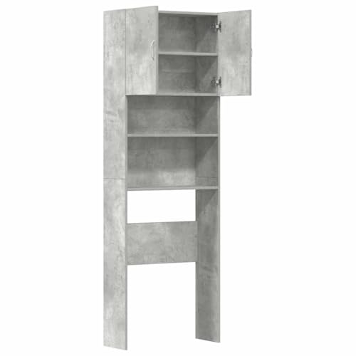 Vidaxl Mobile Lavatrice Grigio Cemento 64X24X190 Cm Legno Multistrato, Mobiletto Per Lavatrice, Armadio Lavanderia, Mobiletto Per Il Bagno - 6