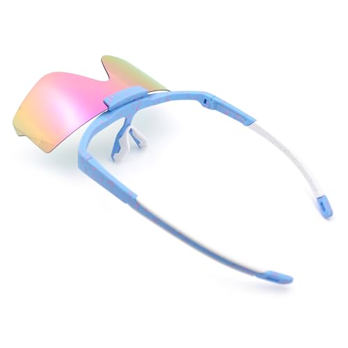 Image of SA106 Polarized Mens Flip Up Rimless Oversized Shield Plastic Sport Sunglasses