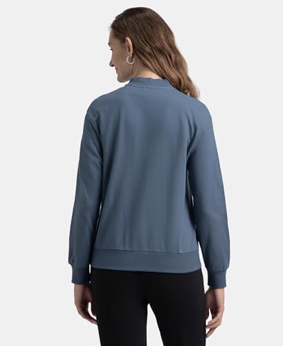 Image of Jockey A111 Women Super Combed Cotton French Terry Drop Shoulder Styled Jacket with Ribbed Cuff and Hem