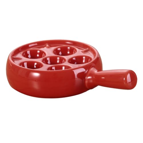TOYZFRIENDY Plato para Hornear Caracoles de Cerámica Rojo con Ranuras Antideslizantes para Mariscos para Horno Microondas y Restaurante