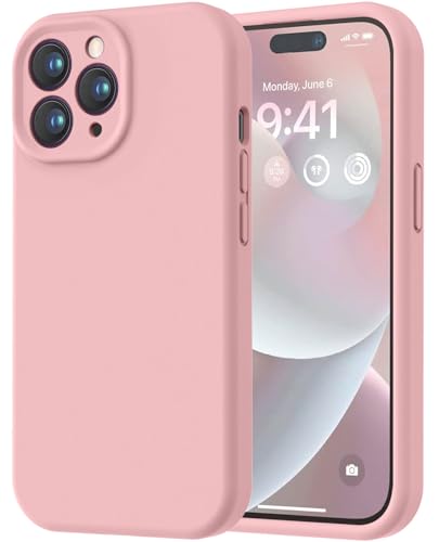 Image of LOVE 3000 Designed for iPhone 14 Pro Case, Premium Silicone with [Soft Anti-Scratch Microfiber Lining] Shockproof Protective Phone Case for Men Women Girls 6.1 inch, Pink Sand