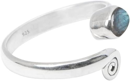 Avicrafts Labradorite Stone 925 Sterling Silver Toe ring- Midi Ring Girls Women Body Jewelry Adjustable Ring Handmade Natural Gemstone - Image 4