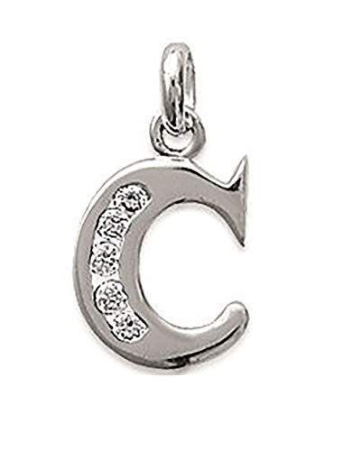 Pendentif Alphabet C en Argent 925 Rhodié et Oxydes de Zirconium Premium
