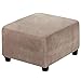 Sammet Stretch Ottoman Cover Square, All-inclusive Ottoman Slipcovers Soft Folding Footpool Cover Pouf Cover Washable Footpall Protect-Taupe