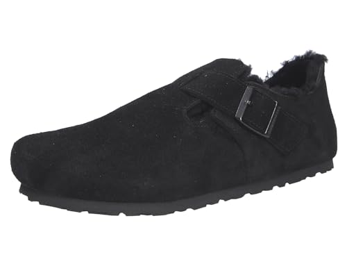 Birkenstock Unisex London Shearling Suede Shearling Black Shoes 10 W / 8 M US