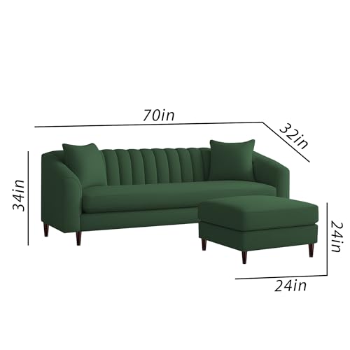 Image of Casaliving Doraldo 4 Seater L Shape Convertible Sofa Set for Living Room, 3 Seater & Ottoman Modular Sectional Couch for Small Space (Green Colour) Fabric